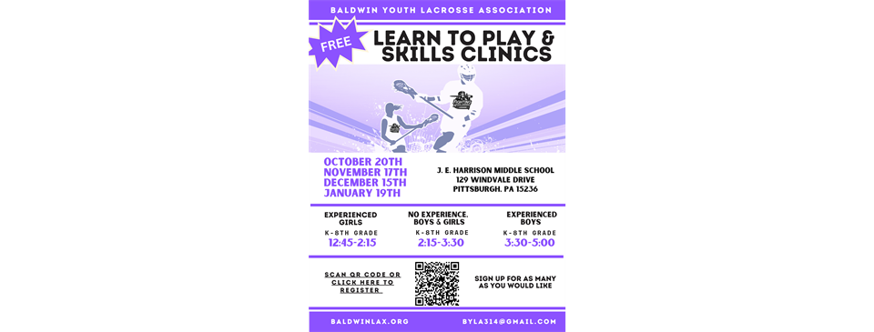 Next Learn to Play and Skills Clinic is December 15th at Harrison